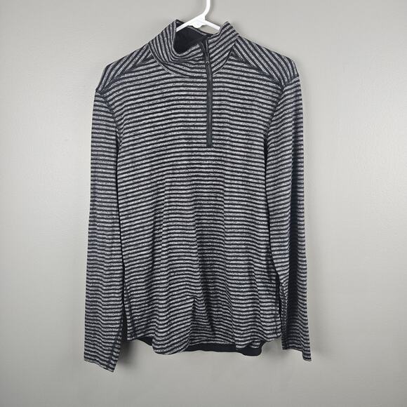 Lululemon Men Surge Warm 1/2 Zip  Raven Stripe Black Heathered Black Athletic - Picture 1 of 7